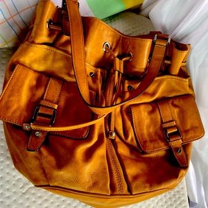 Caramel colored leather Michael Kors purse